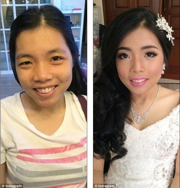 女網友分享半面妝容：以后外出要帶照妖鏡