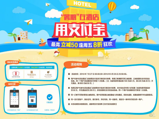 沒帶錢也能開房？能用支付寶了