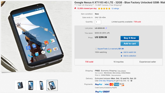  轉戰高端失敗 谷歌Nexus 6跳樓價求清貨