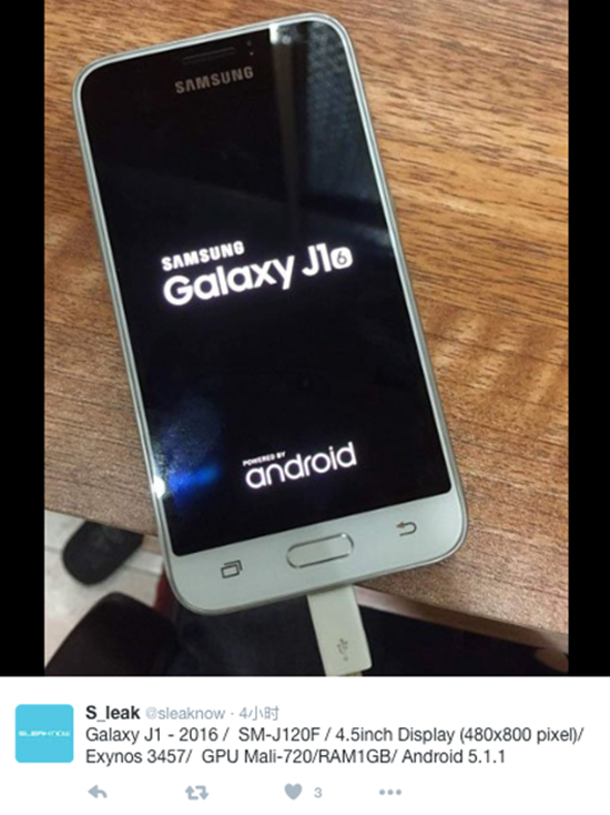 新款三星Galaxy J1真機(jī)曝光 配置果然很低端
