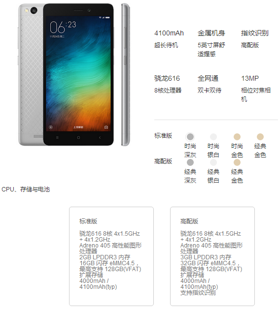 紅米3高配版售價899元，與紅米Note 3比你選誰？