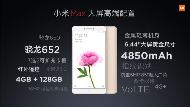 1499元起，6.44寸小米Max登場！首批供貨10萬臺