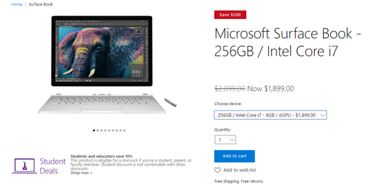 直降200美元！2015款Surface Book i7全系大降價