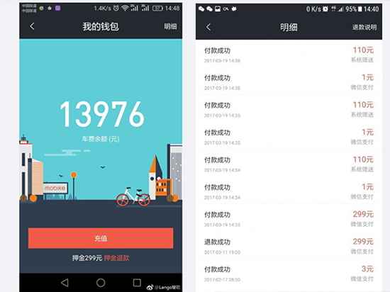 充1元得111元！摩拜安卓版app出現(xiàn)致命漏洞