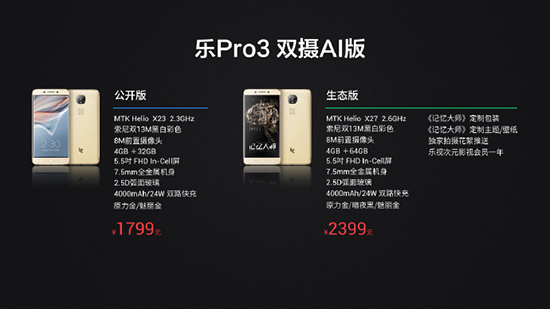 全球首發Helio X27！樂Pro3雙攝AI版正式發布