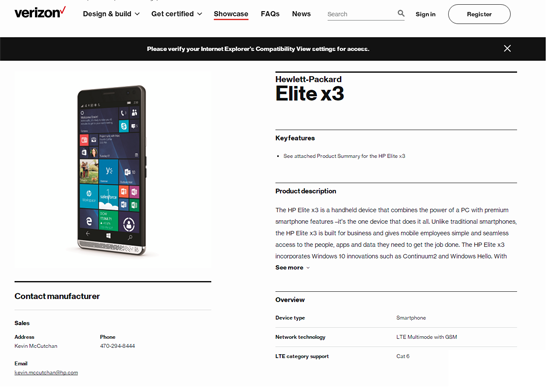 WP系統手機還有救？Verizon版Elite x3將于10月開售
