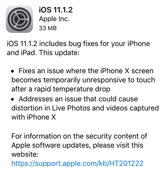 蘋果發(fā)布iOS系統(tǒng)更新：修復iPhone X低溫下屏幕問題