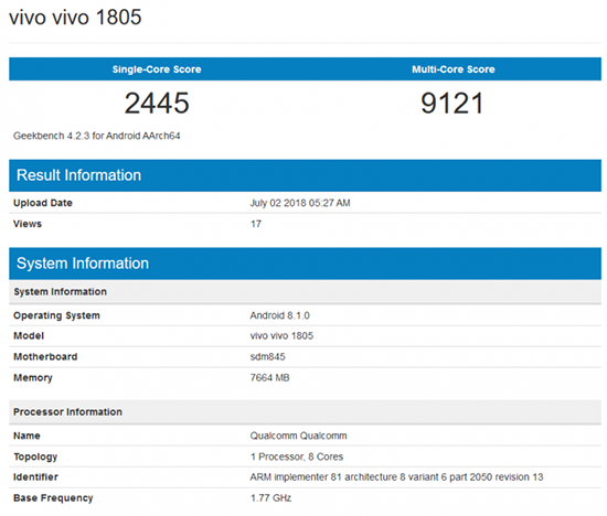 科客晚報：vivo驍龍845新機現身跑分網 蘇寧發布6月線下手機銷量報告