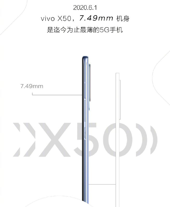 vivo X50輕薄得有點(diǎn)過(guò)分：僅厚7.49mm 創(chuàng)新紀(jì)錄成最薄5G手機(jī)
